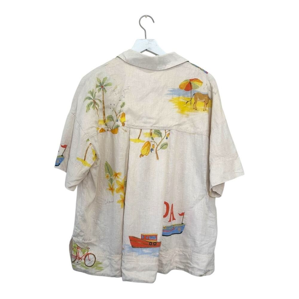 Rhode Ganima Top Munthe Linen Short Sleeve Novelty Shirt Size Large - Picture 6 of 7